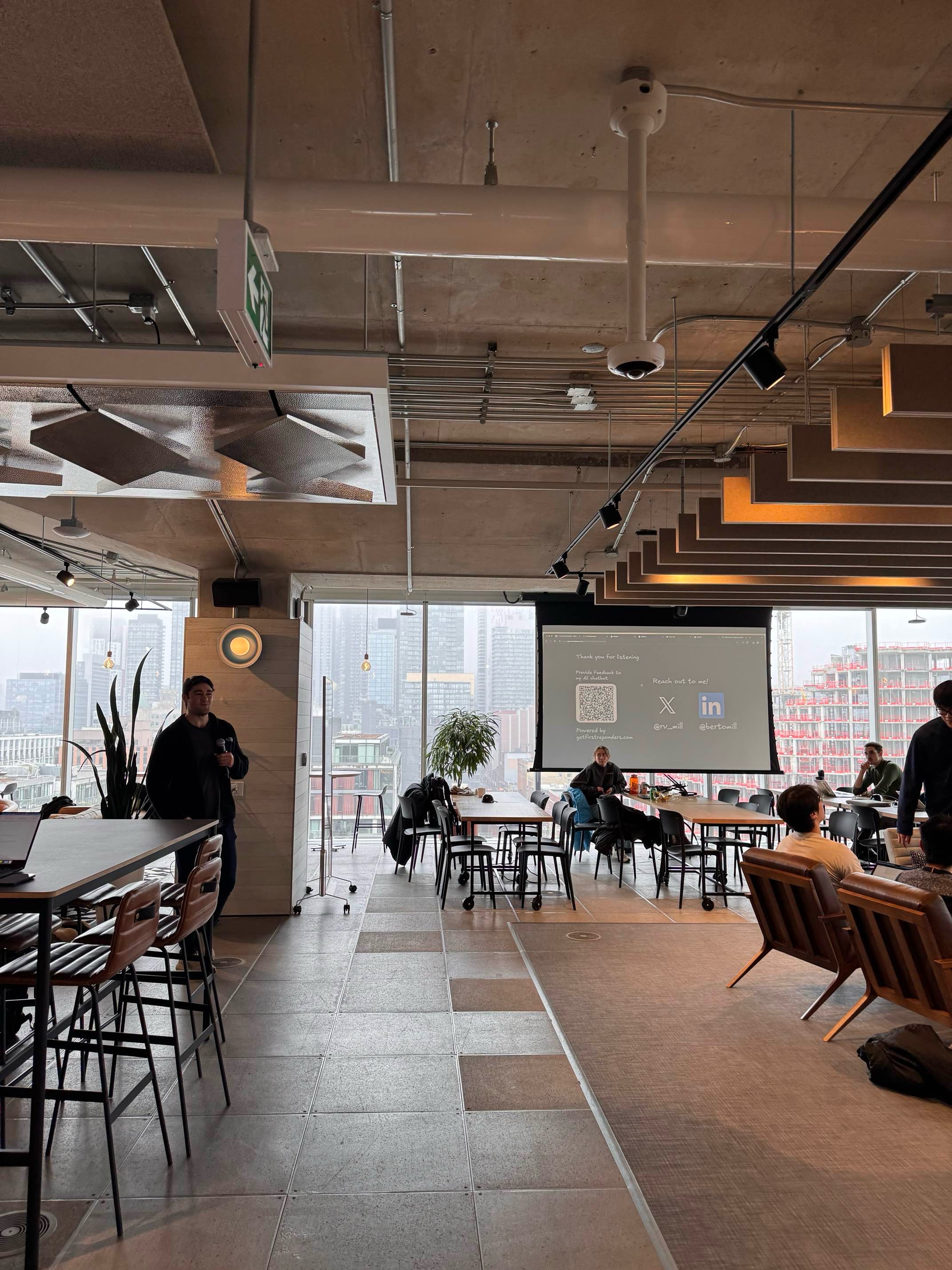 Shopify Builder Sundays venue with presentation screen